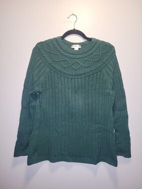 Christopher & Banks Green Cable Knit Chunky Sweater | Fishermancore | Large